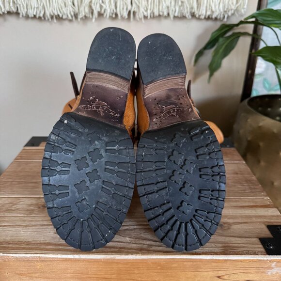 FREEBIRD Cora Genuine Leather Tan Brown Straps Silver Hardware Boots Size 7 - Picture 17 of 17